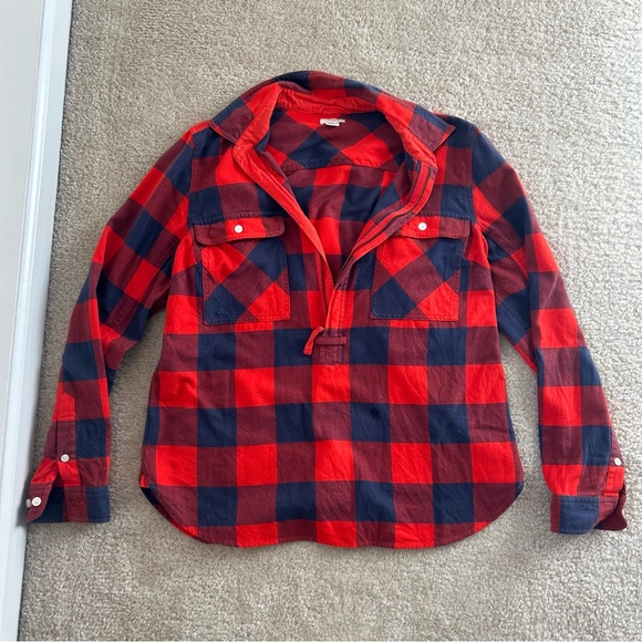 J. Crew Tops - Navy/Red cotton half zip